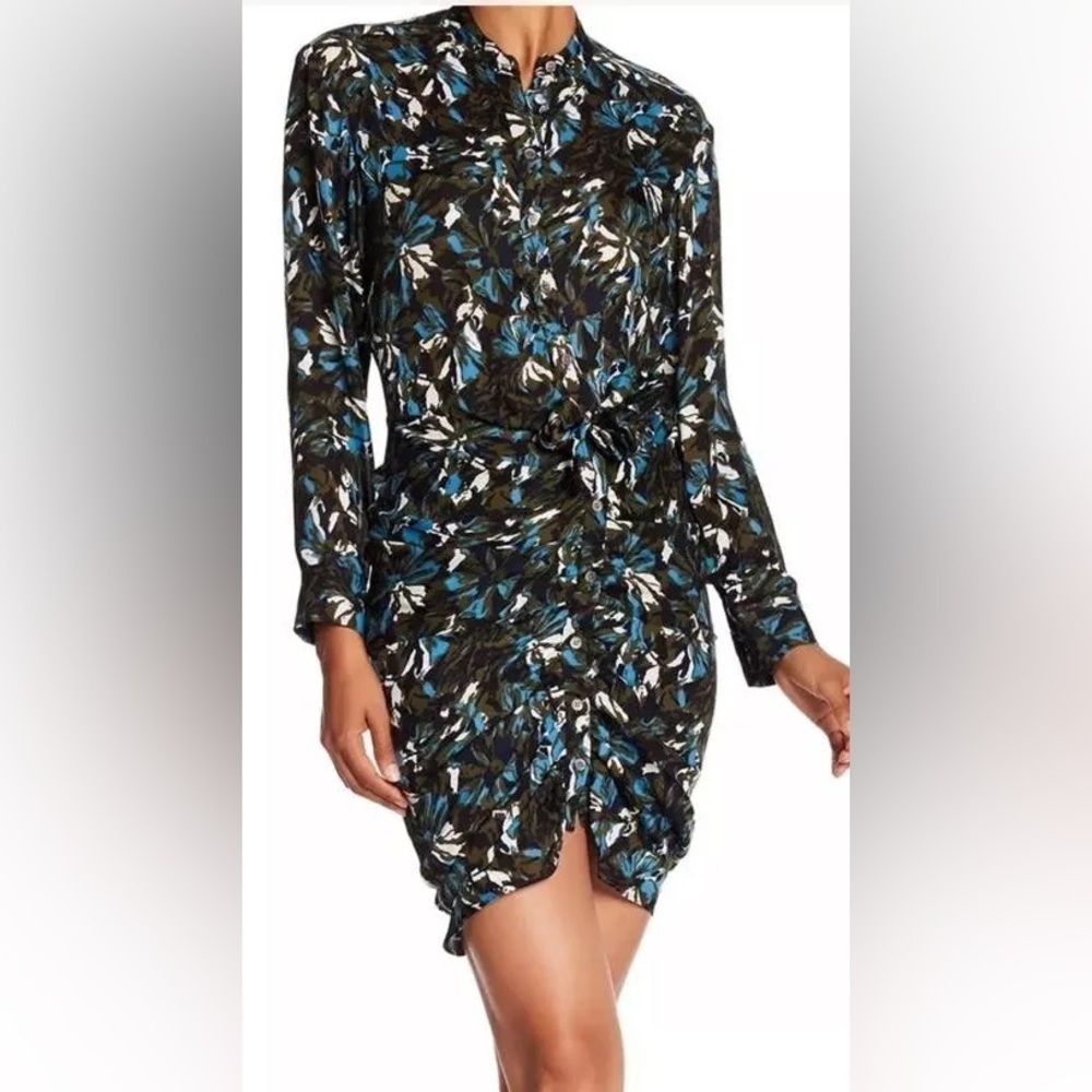 Veronica Beard Georgina Button
Front Silk Dress Green Knee Length
8 Pattern Sz 6